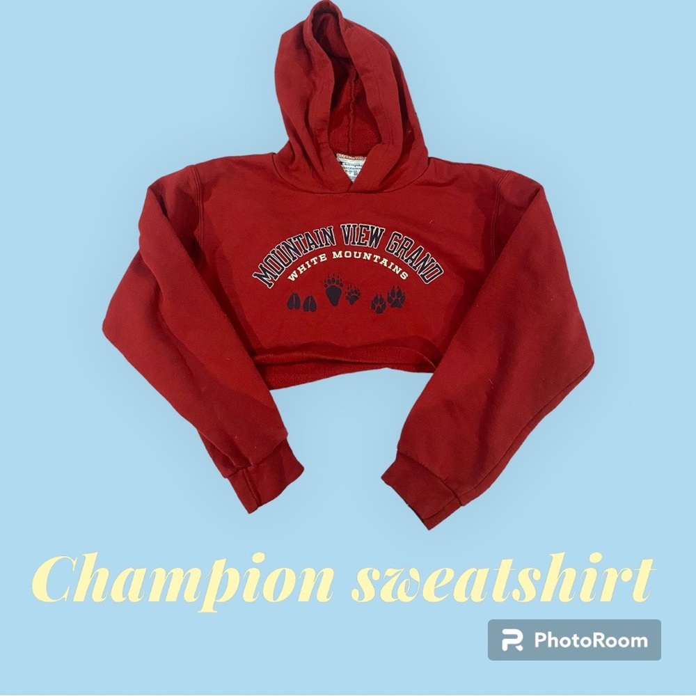 Cropped red Champion sweatshirt size YL